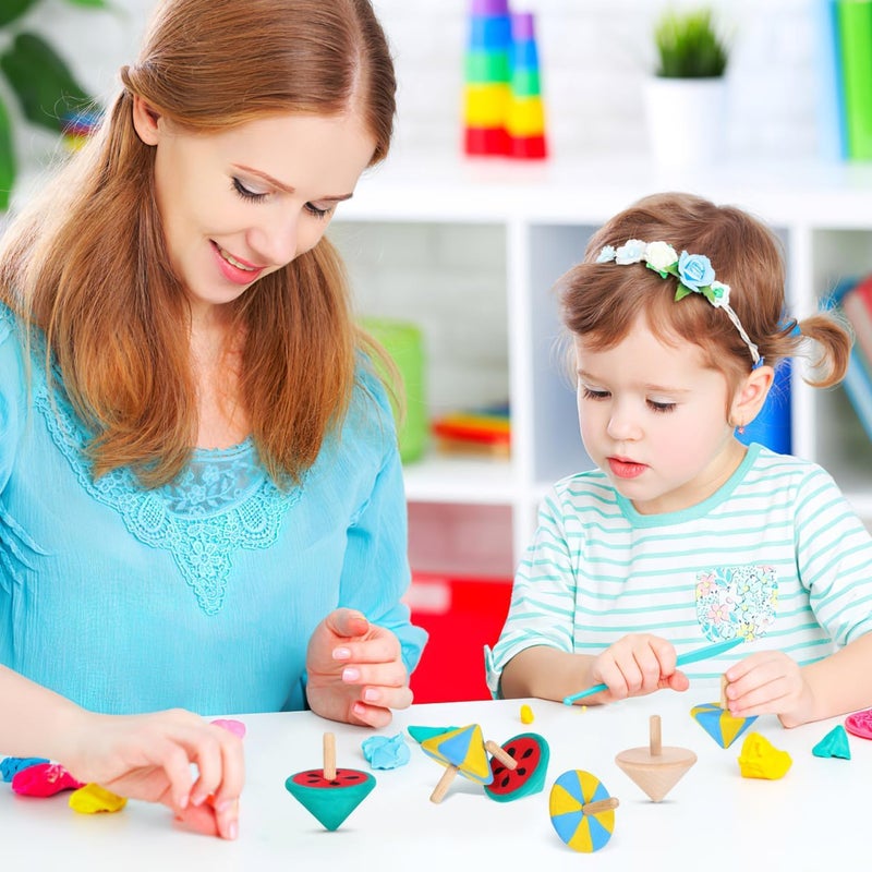 NUOBESTY 12Pcs Wooden Spinning Top Unfinished Craft Wood Gyroscopes for Kids Children DIY Toys Party Favors - Image 5